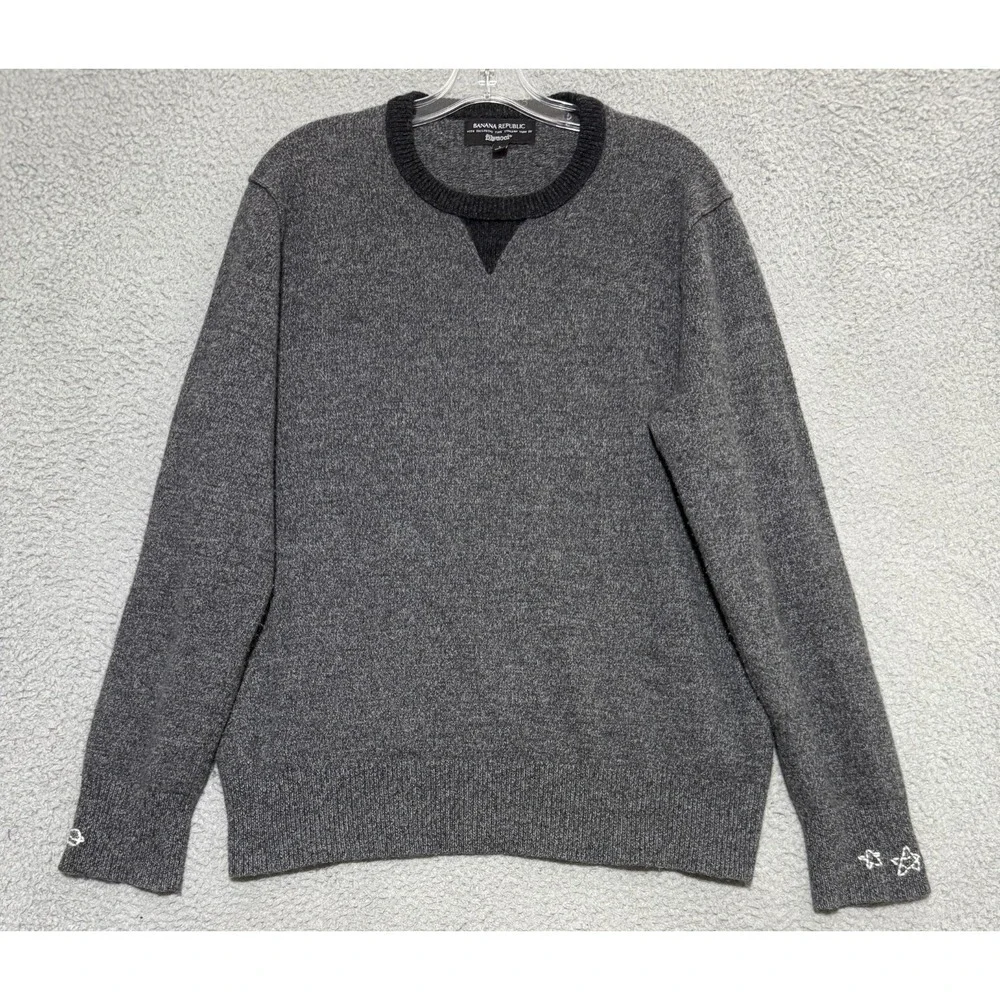 Banana Republic Filpucci Sweater Mens Large Gray Merino Wool Blend Tight Knit